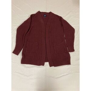 Gap CashSoft Chunky Open Cardigan Women Size Small Maroon Oversized Sweater NWOT